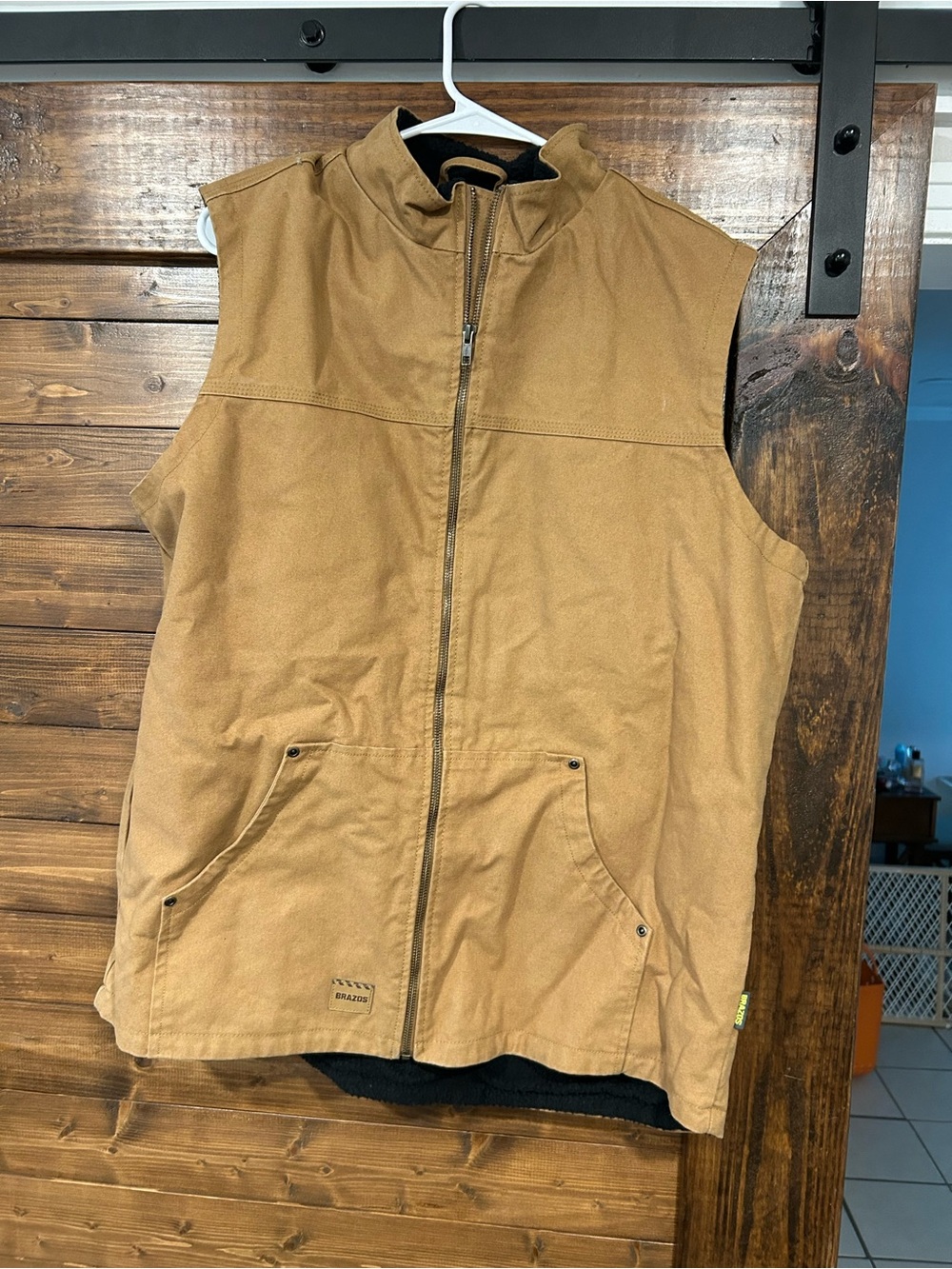 Men's Tan Work Vest with Zip Front